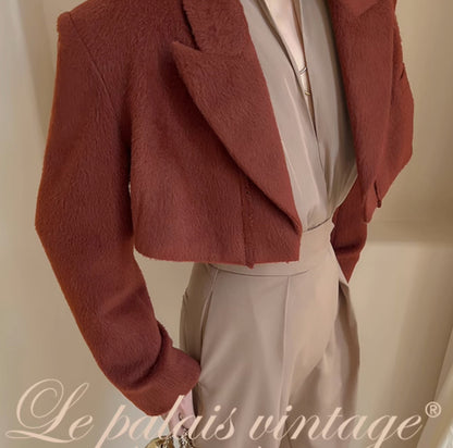Le palais vintage Merlard style tweed short jacket high-waisted A-line short skirt-LAIR.