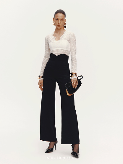 ATELIER MISS LU Water-Neck Sheep Wool Blend Texture Top - DATE.