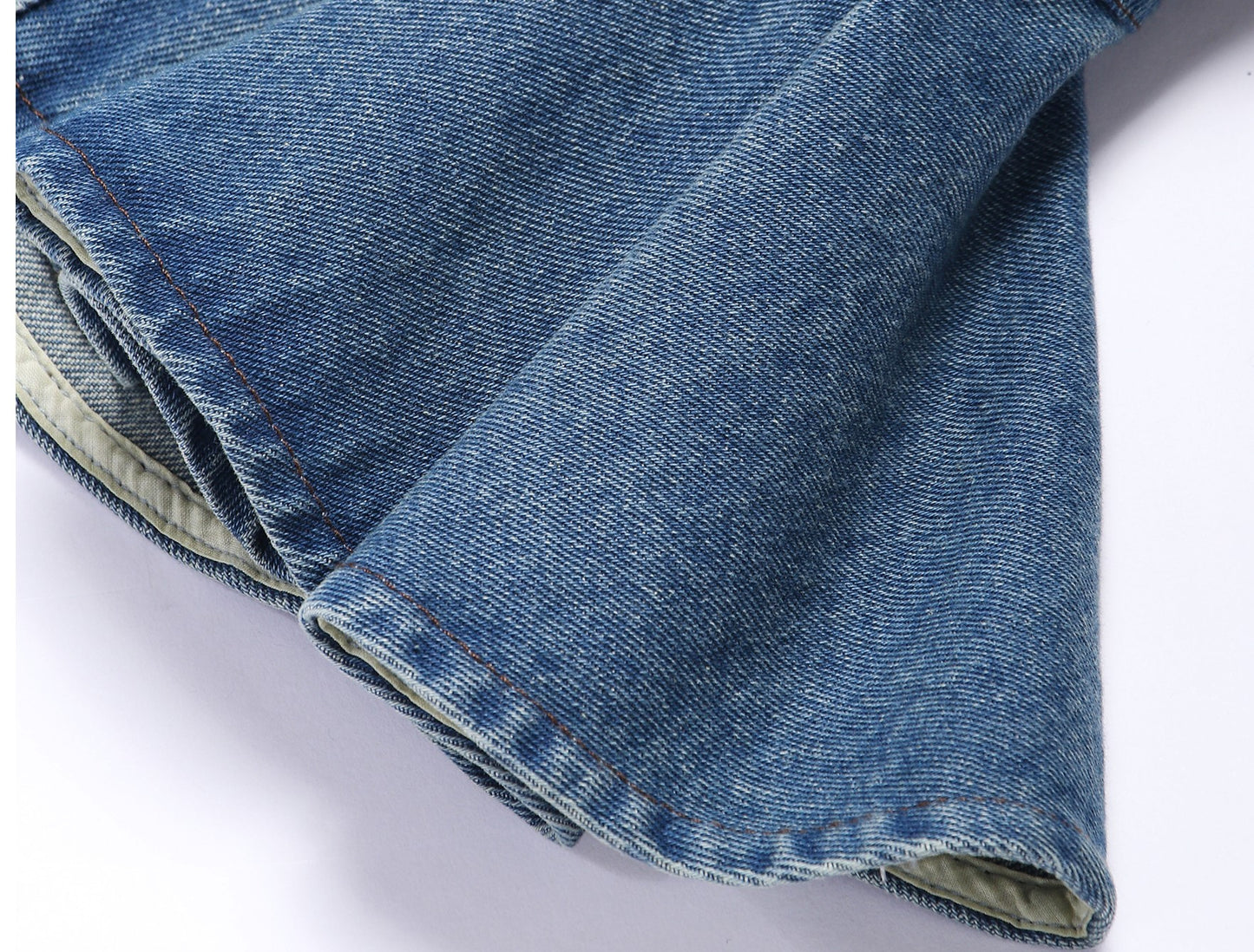 WANGXO| Flexible Cotton Denim Ruffle Top & Straight-Leg Pants- NAYA.