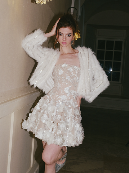 Wardrobes by Chen Luxury Strapless Embroidered Crystal Flower Evening bridal Dress-Florence