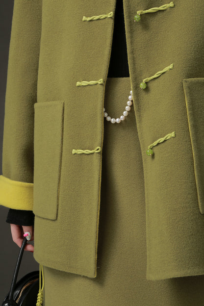 PIAOIN Elegant niche national style design sense woolen jacket -SENA