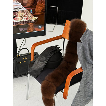 MEI SANGUAN coffee color medieval fox fur scarf - JULIAN