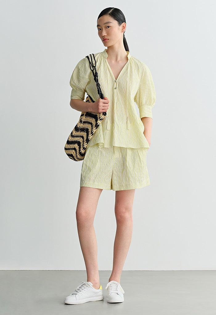 COMME MOI L summer women's yellow striped shorts - SALOME.