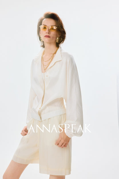 ANNASPEAK Lightweight and breathable silk Viscose  stand-up collar shirt-HUGH.