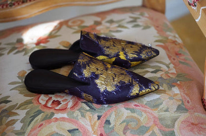 B-FEI rich and elegant special fabric flower flat mules-HASHI.