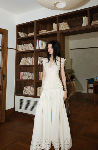 MEI SANGUAN-Neck Top & A-Line Skirt Set - DEVON