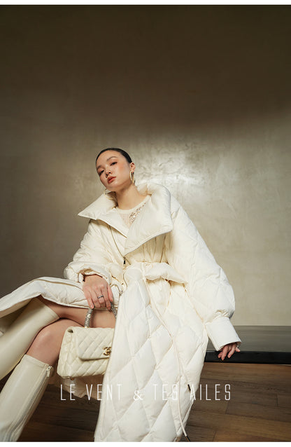 LE VENT&TES AILES Luxury High Cover Pressure Down Long Winter Jacket Coat -SZA