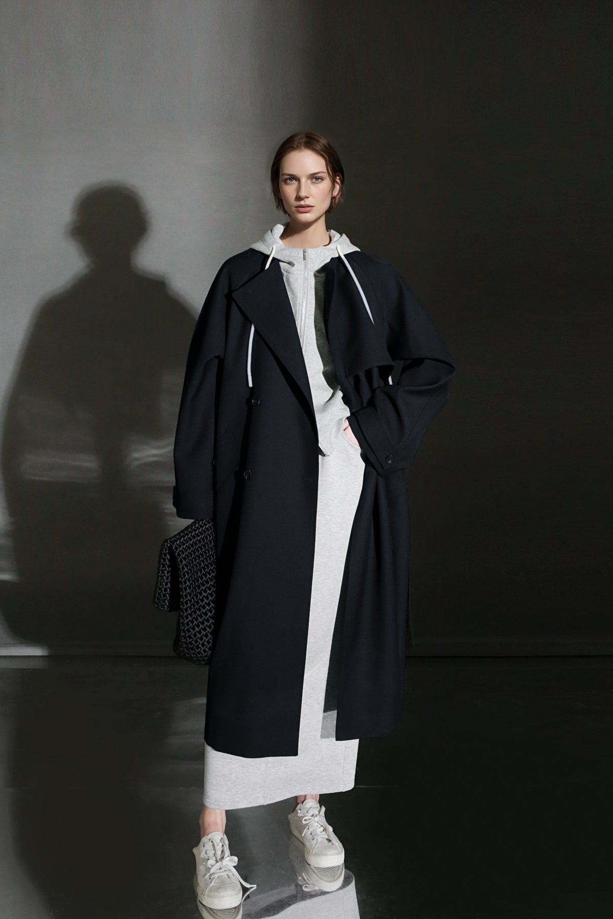 PIAOIN high-end wool relaxed round neck design old money windbreaker jacket -GINA