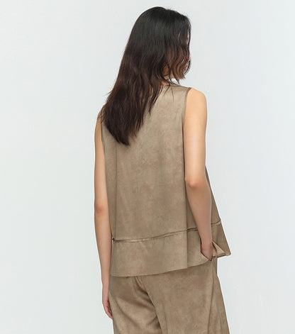 COMME MOI summer mulberry silk satin sleeveless straight top - JOSHUA.