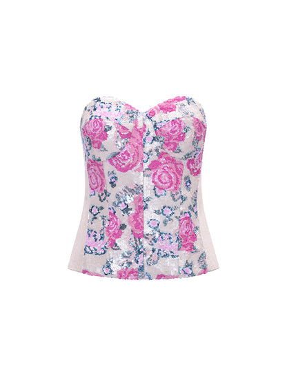 M essential Mackay designer strapless floral sequins Corset pencil skirt set - marcel.