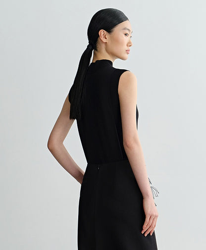 COMME MOI Lu Yan designer new women's black turtleneck wool knitted vest - MONEY.