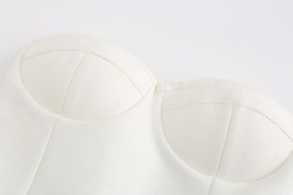 DOLLY Luxury White Simple Off Shoulder Tube Top Slim Fit Hip Hug Banquet Dress-BORA