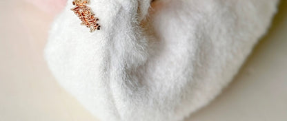 Le Palais Vintage Luxury White Fur Hand bag Plush Vest High Waist Wide-leg Pants Suit-Sonia