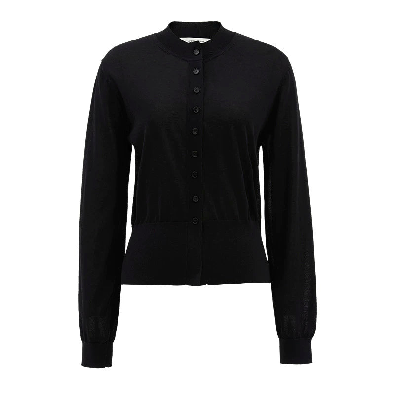 ZHUCHONGYUN black crew neck long sleeve thin knit top-RYOUKO.