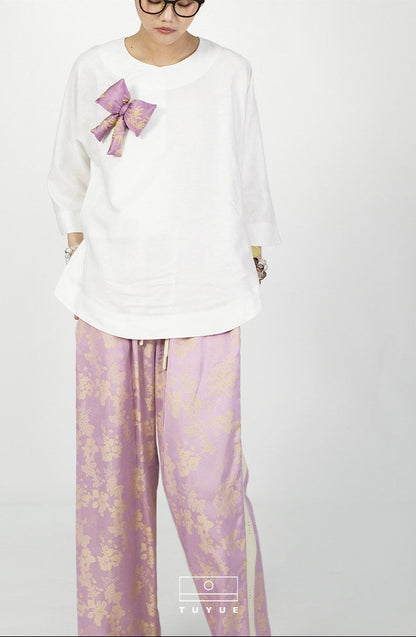 TUYUE White Simple Three-quarter Sleeve Top - BAMBI.