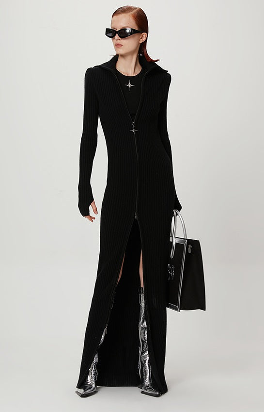 ANNAKIKI high neck long-sleeve wool long dress- JOHAN.