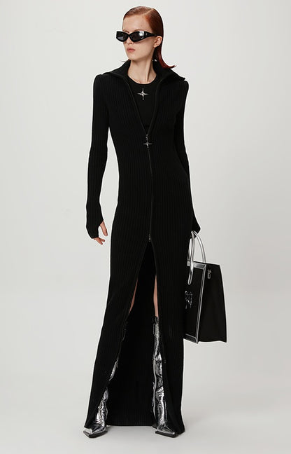 ANNAKIKI high neck long-sleeve wool long dress- JOHAN.