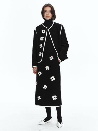 SERRER White High Waist Cotton Wool Blend Skirt - NADIA.