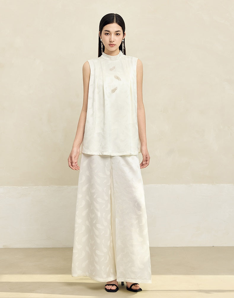 HECO Handmade Beaded Acetate Jacquard Sleeveless Top Women - KING.