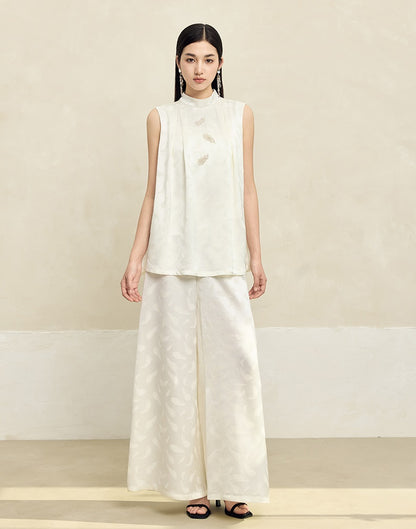 HECO Handmade Beaded Acetate Jacquard Sleeveless Top Women - KING.