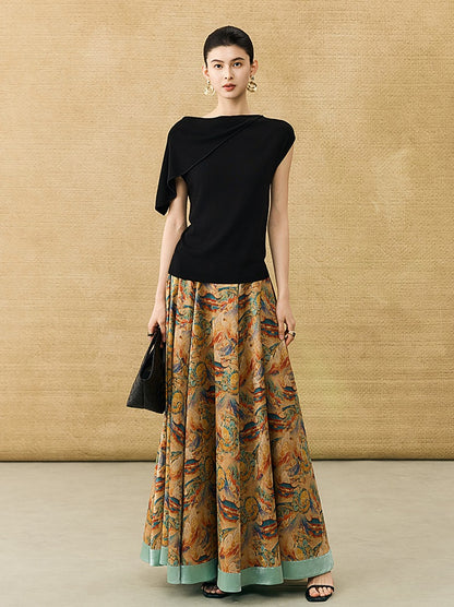 HECO Chinese temperament asymmetrical floating collar sleeveless base knit sweater - QUER.