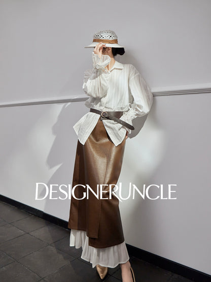 DGU "Hibiscus" white new design loose commuting versatile slimming top - ARCANE.