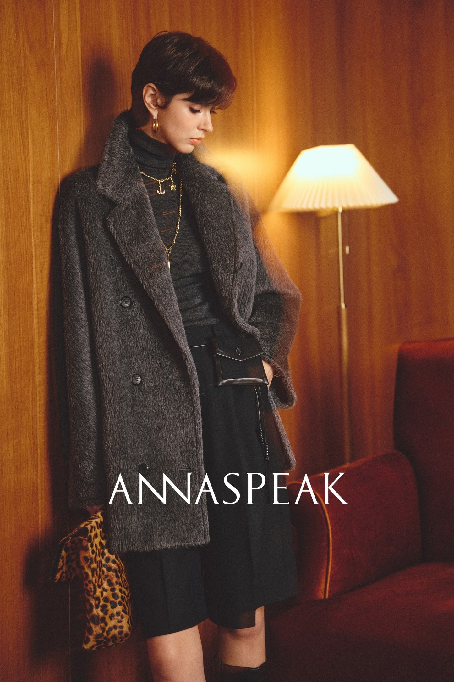 ANNASPEAK   Wool MINI Waist Bag Straight Leg Pants -COLE.