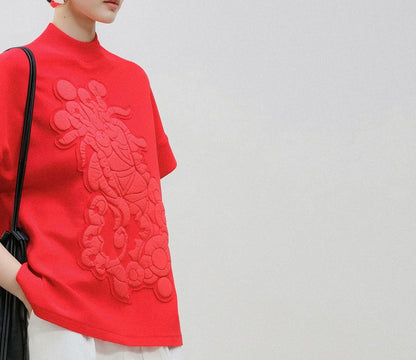 ZHUCHONGYUN dragon designed short-sleeved top-HUGH.