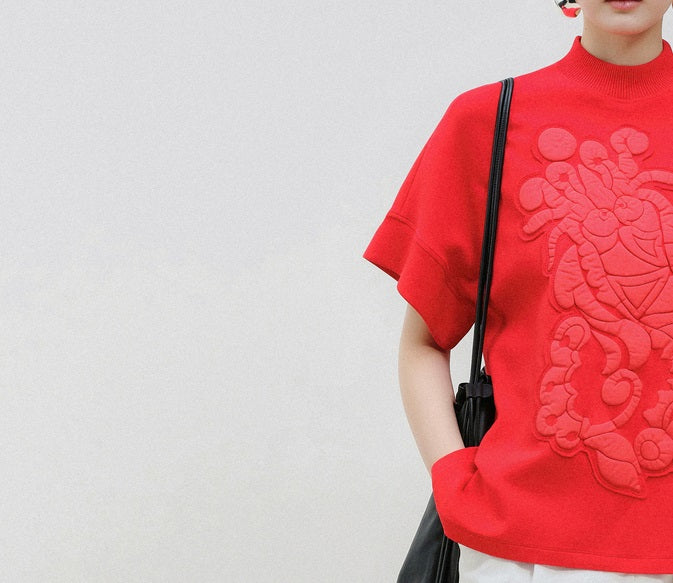 ZHUCHONGYUN dragon designed short-sleeved top-HUGH.