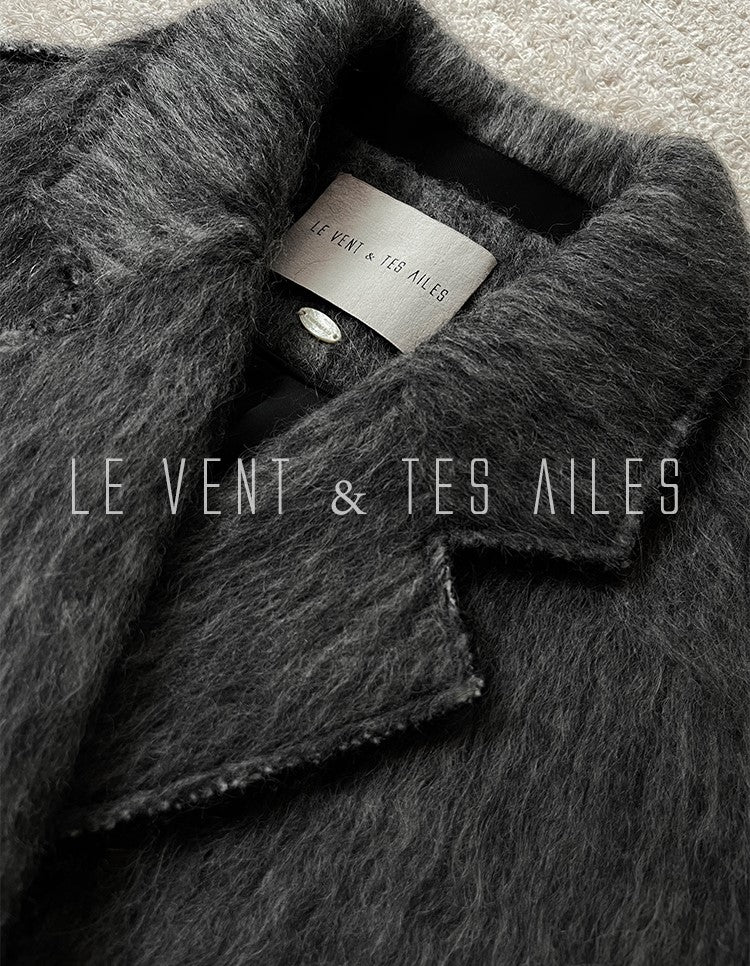LE VENT&TES AILES French luxury fine long color-block wool coat -ALEC.