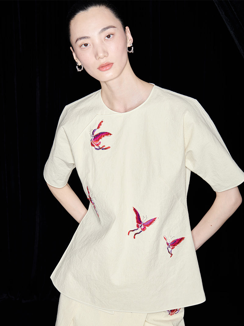 M essential Mackay designer butterfly embroidery short-sleeved top  pant skirt suit - baby.