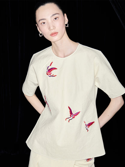 M essential Mackay designer butterfly embroidery short-sleeved top  pant skirt suit - baby.