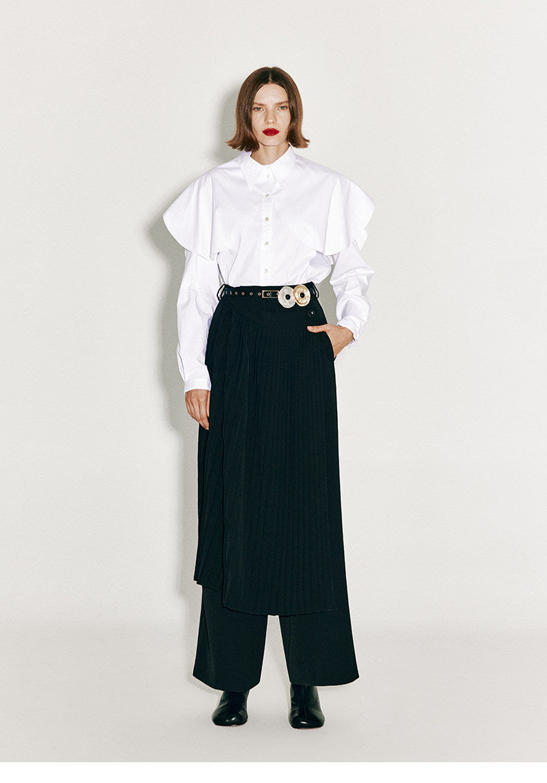 ATELIER MISS LU Arc Cut Playfully Stitched White Shirt - ATLAS