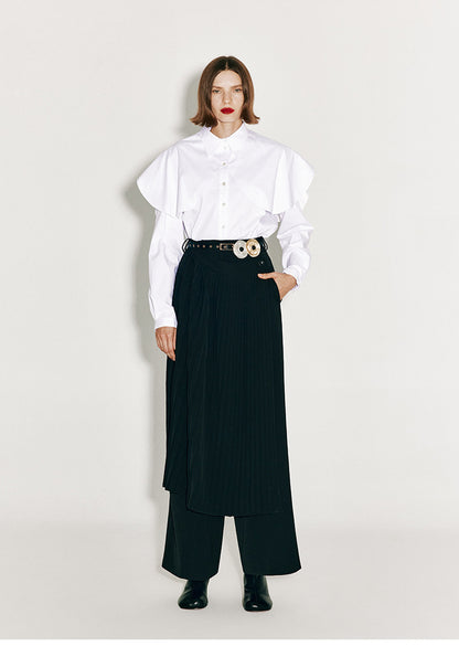 ATELIER MISS LU Arc Cut Playfully Stitched White Shirt - ATLAS