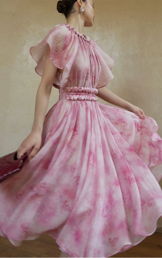 LE VENT&TES AILES Sakura Tencel Smudge Slip Skirt Loose Top Handmade-BECCA