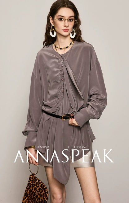 ANNASPEAK  ruffled  silk shirt-MAZO.
