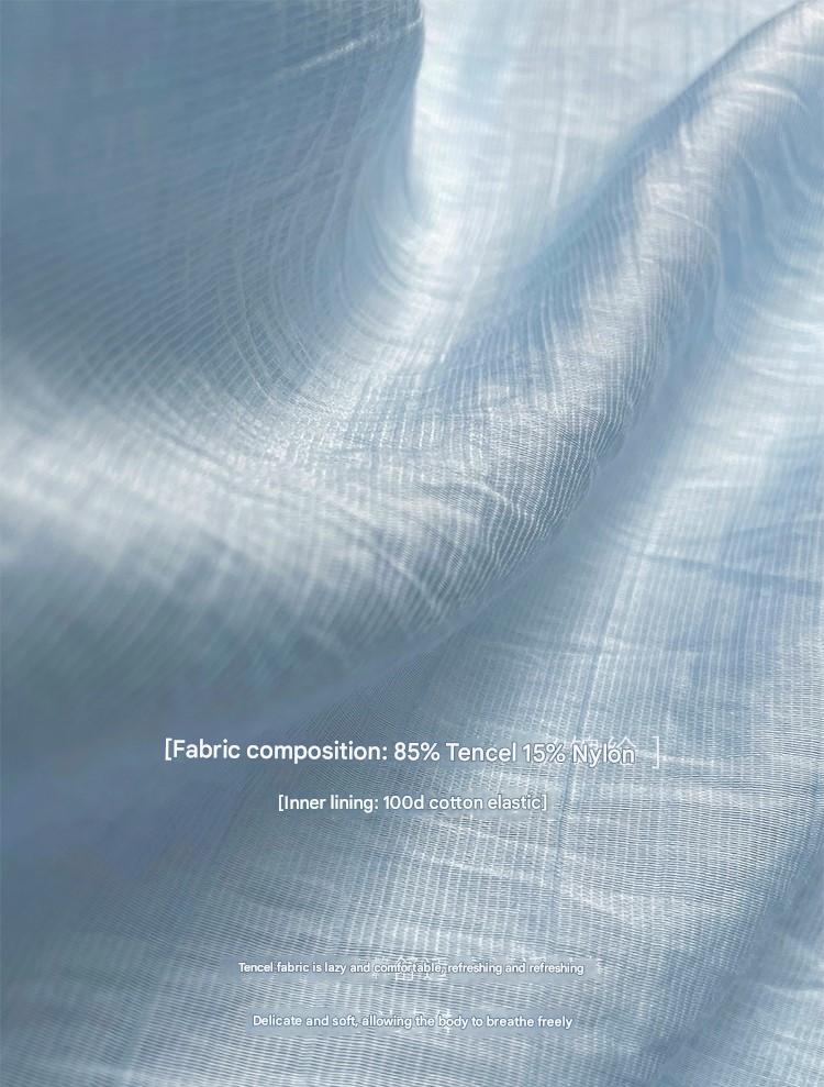 LE VENT&TES AILES pastel blue elegant summer vacation  V-neck shirt skirt set -GWEN