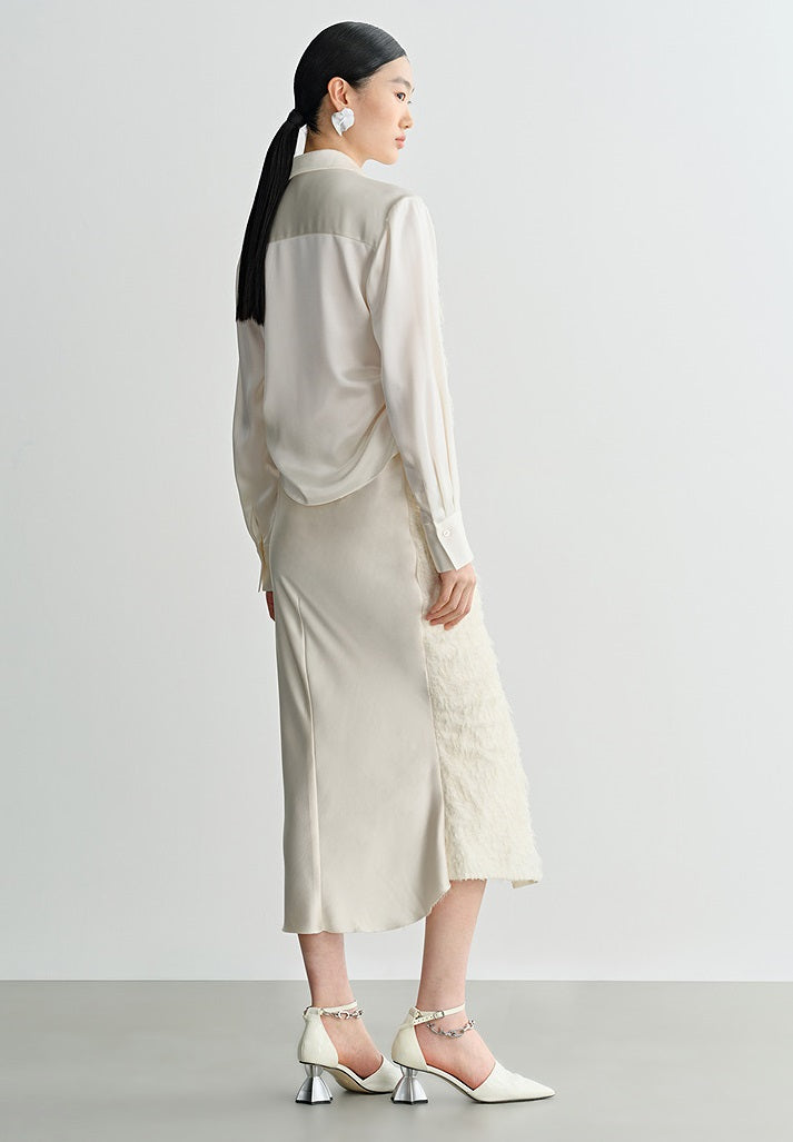 COMME MOI Lv Yan designer summer new women's satin panel asymmetrical straight skirt - MESSIAH.