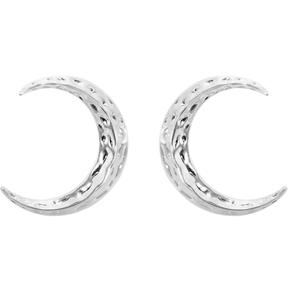 TUYUE brass gold plating handmade texture big moon earrings- JACINTHA.