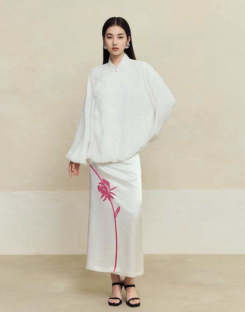 HECO Jacquard Stand-Collar Shirt Top Women - hand.