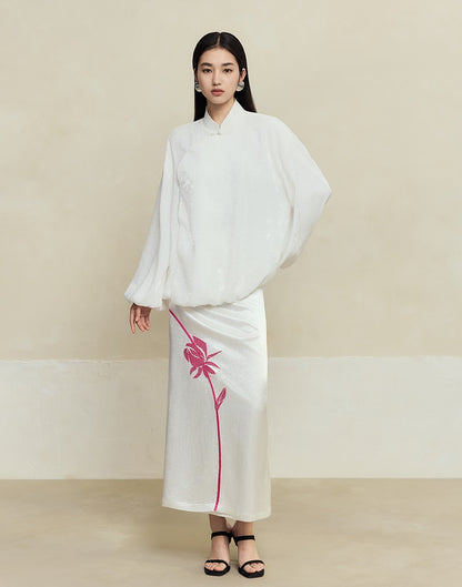 HECO Jacquard Stand-Collar Shirt Top Women - hand.