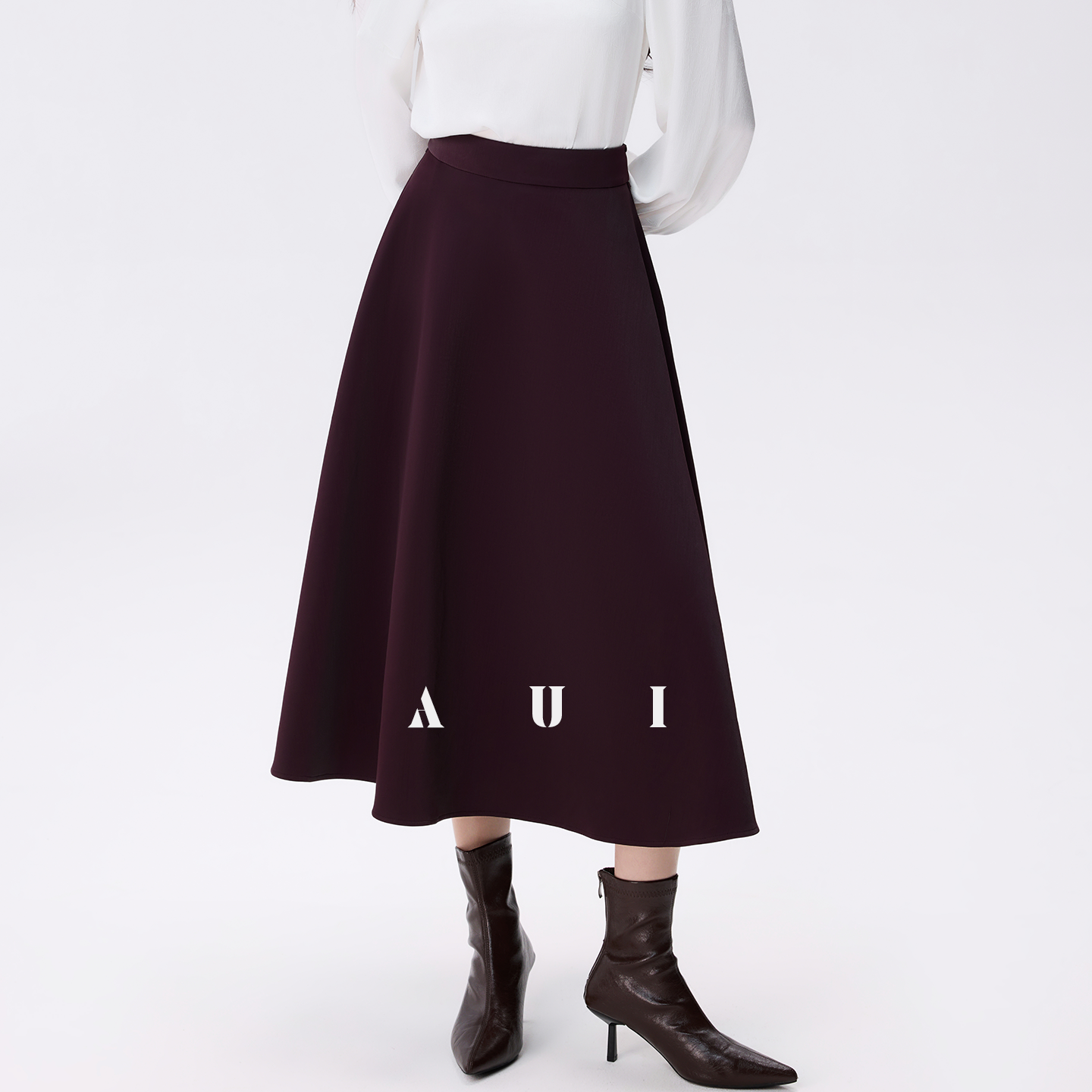 AUI Andorra red faux leather jacket A-line skirt two-piece set - JUN.