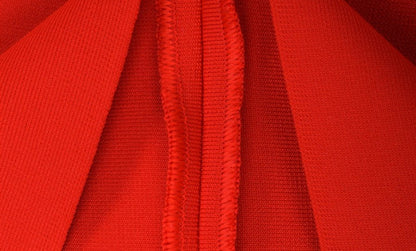 DOLLY Elegant Red Sloping Shoulder Ruffle Long Sleeve Midi Dinner Dress-KIMBRA