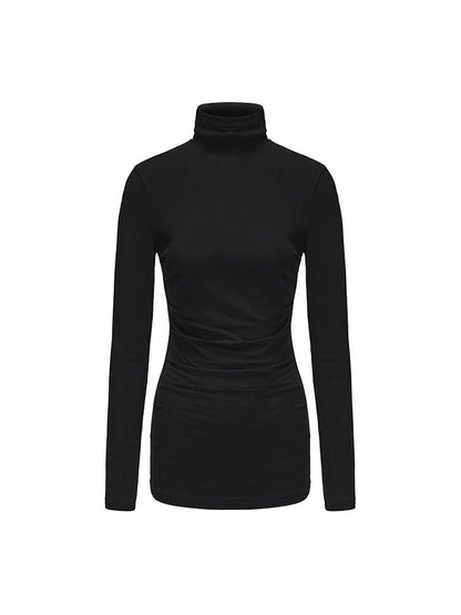 ATELIER MISS LU  Fall/Winter shirred stretch turtleneck top - FRIDAY.