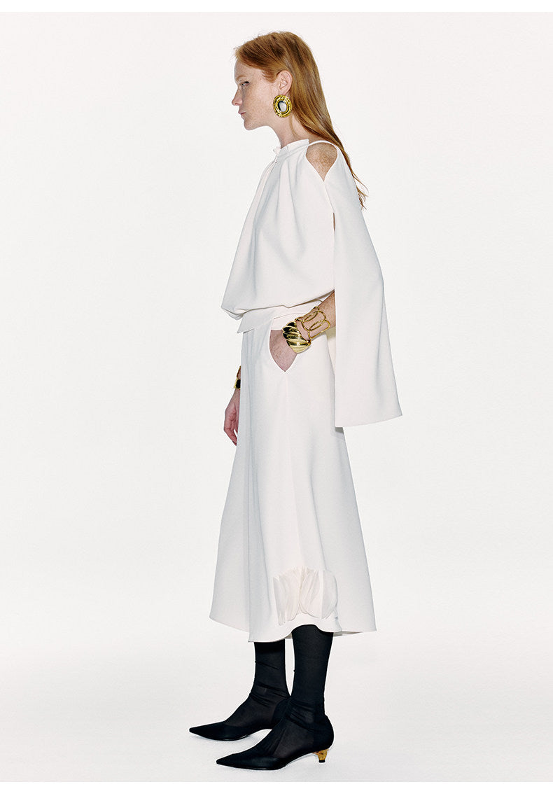 ATELIER MISS LU Off-the-Shoulder Slit Long-sleeved Silhouette Top - MARTY