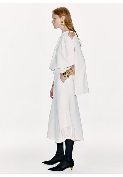 ATELIER MISS LU Off-the-Shoulder Slit Long-sleeved Silhouette Top - MARTY