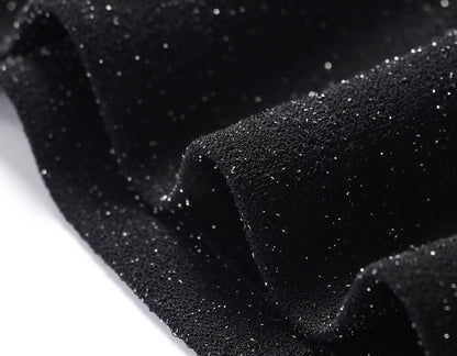 WANGXO | Sparkling Silk High-Density Knit Hand-Shaped Lace Detail V-Neck Slim Fit Top -NOYA