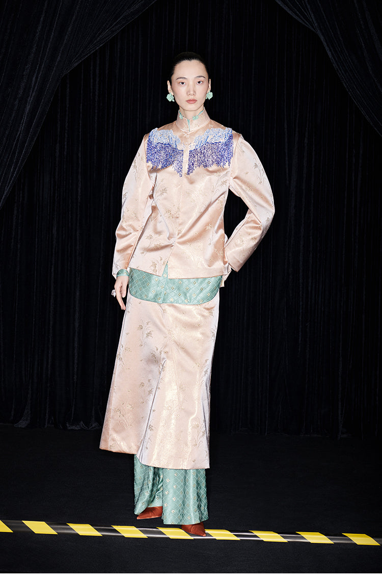 M essential Mackay designer brand Sea Cliff Tassel Beaded Shirt - plain.