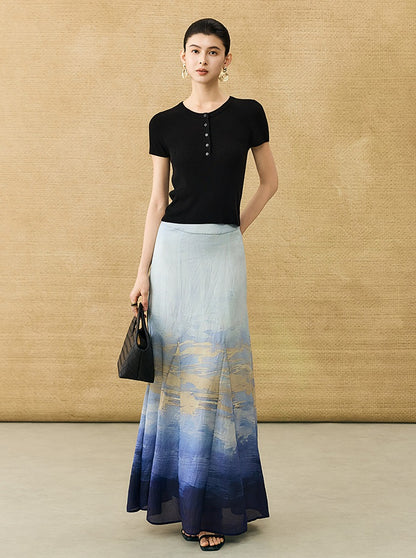 HECO Chinese Atmosphere Summer Drape Elegant Straight Skirt - MUSC.