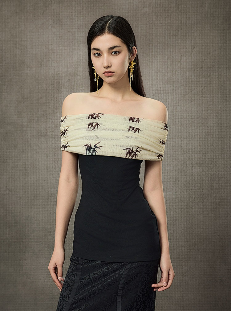 HECO Summer Sleeveless Ruched Bardot Top - LEARN.